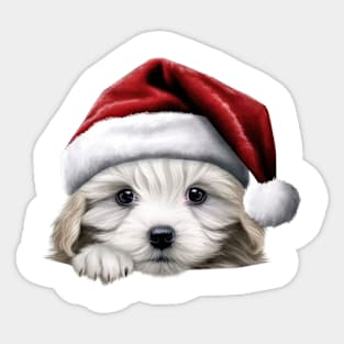 Christmas Peeking Puppy Sticker